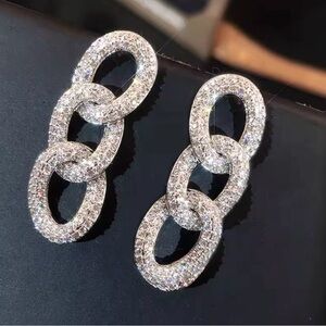 Sparkling Silver Chain Link Earrings